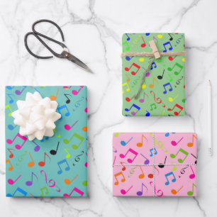 Colourful Musical Notes Design Wrapping Paper Sheet