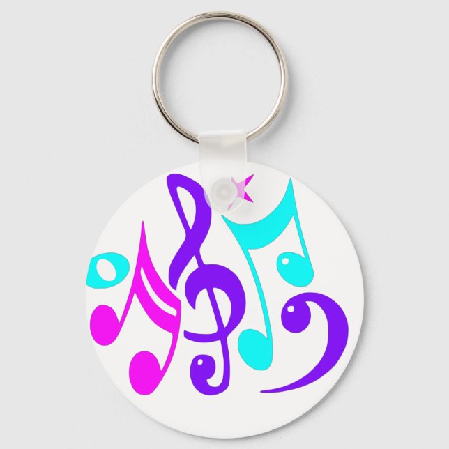 Colourful Musical Notes Key Ring (Front)