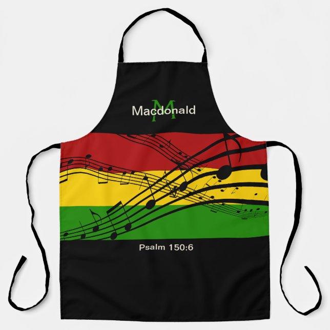Colourful Musical Notes | Monogram Personalised Apron (Front)