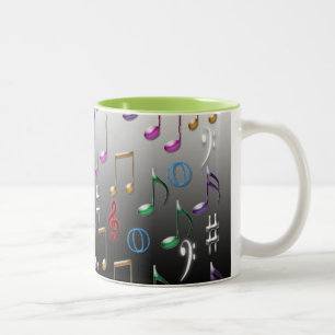 Colourful musical notes mug