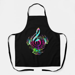Colourful Musical Notes Music Lovers Valentines Apron