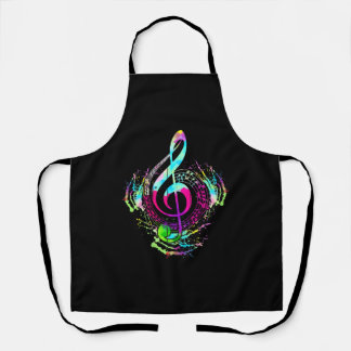 Colourful Musical Notes Music Lovers Valentines Apron