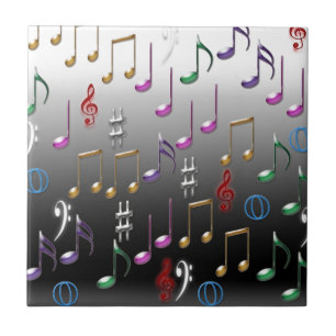 Colourful musical notes on grey background ceramic tile