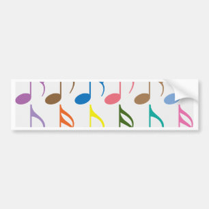 Colourful musical notes pattern bumper sticker