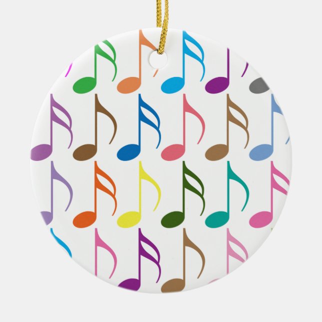 Colourful musical notes pattern ceramic ornament (Front)