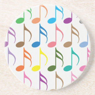 Colourful musical notes pattern coaster