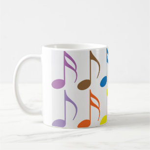 Colourful musical notes pattern coffee mug