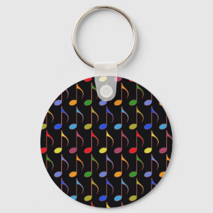 colourful musical notes pattern key ring