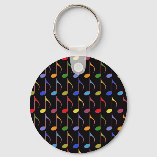 colourful musical notes pattern key ring (Front)