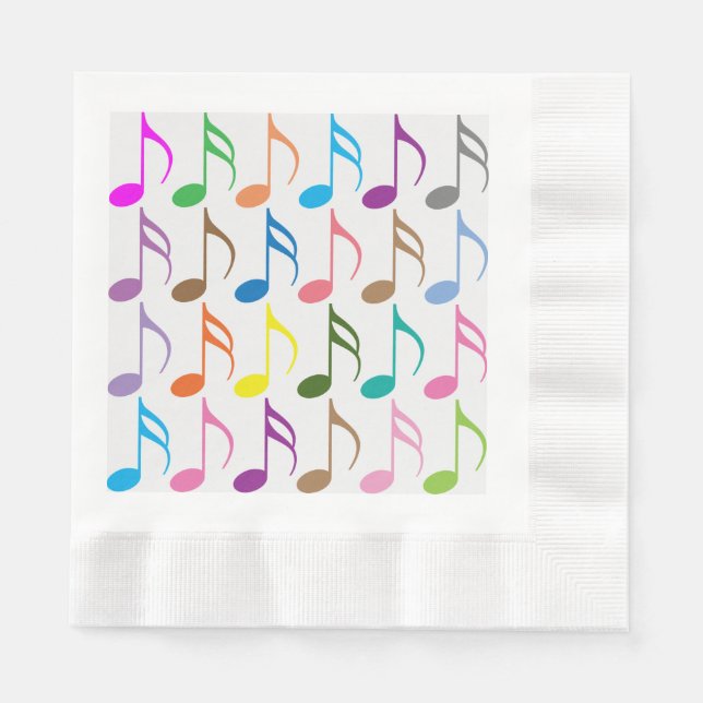 Colourful musical notes pattern napkin (Front)