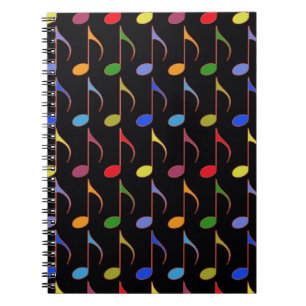 colourful musical notes pattern notebook