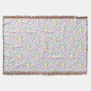 Colourful musical notes pattern throw blanket