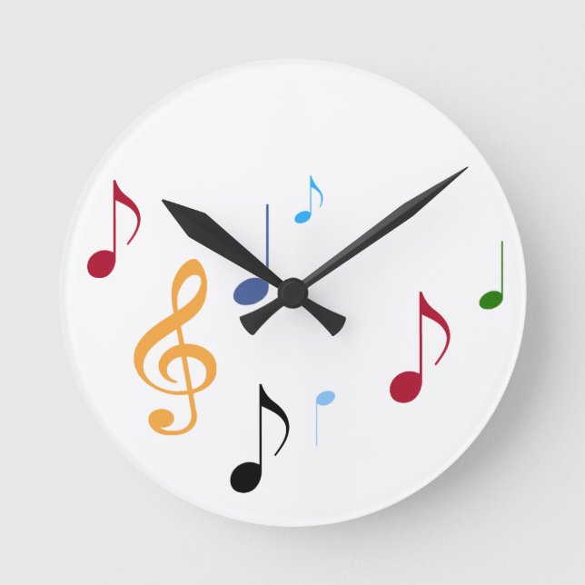 colourful musical notes round clock (Front)