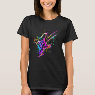 Colourful Musician Bass Electric Guitar T-Shirt
