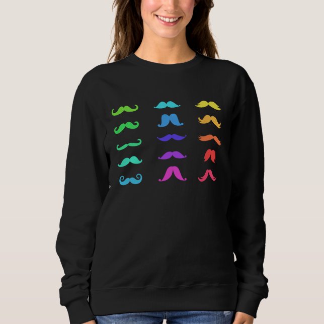 Colourful Mustache s for Girls Women Moustache Sweatshirt (Front)