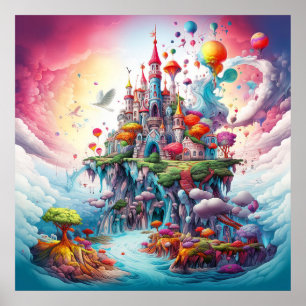 Colourful mysterious nature fantasy land poster