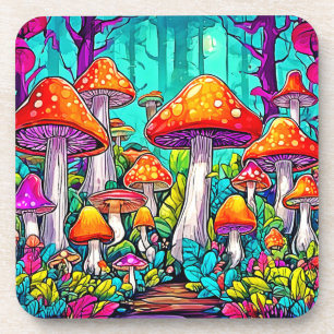 Colourful Mystic Shroom Artwork Coaster