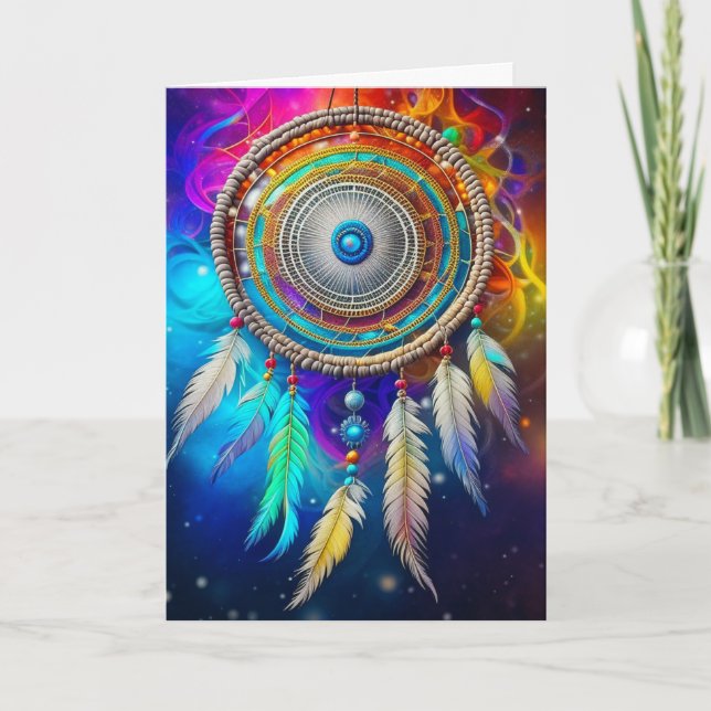 Colourful Mystical Dreamcatcher Happy Birthday Card (Front)