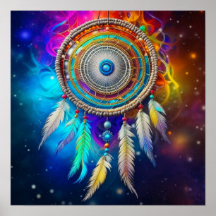 Colourful Mystical Dreamcatcher   Poster
