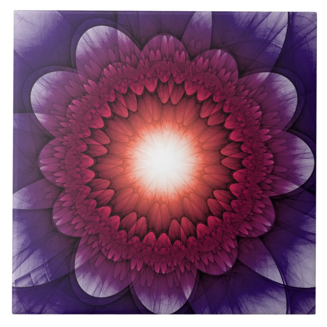 Colourful mystical floral ornament  ceramic tile (Front)