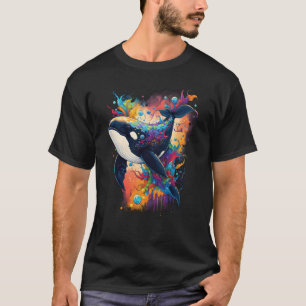 Colourful mystical orca whale watching dolphin pot T-Shirt