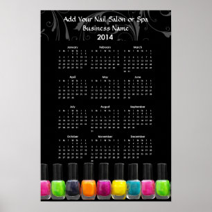 Colourful Nail Polish Bottles 2014 Calendar Poster