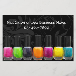Colourful Nail Polish Bottles, Nail Salon Flyer