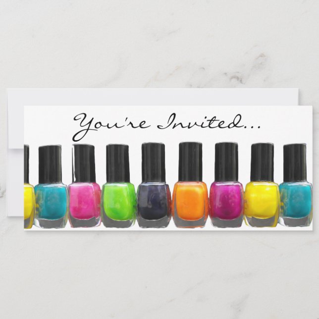 Colourful Nail Polish Bottles, Nail Salon Invitation (Front)