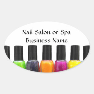 Colourful Nail Polish Bottles, Nail Salon Oval Sticker