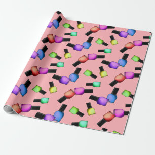 Colourful Nail Polish Girls Pretty Makeup Wrapping Paper