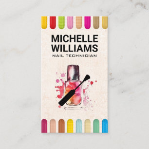 Colourful Nails   Nail Polish Bottle and Brush Business Card