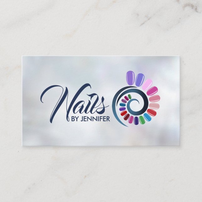 Colourful Nails Spiral Appointment Business Card (Front)