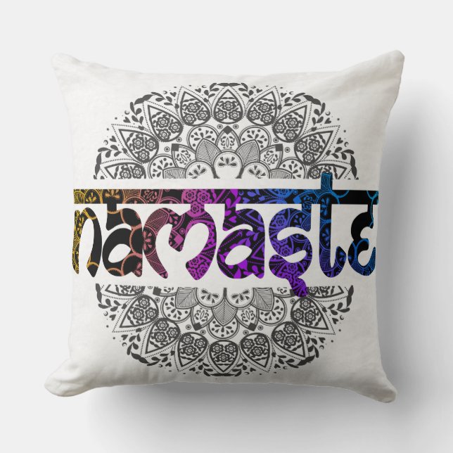 Colourful Namaste Decor Pillow (Front)