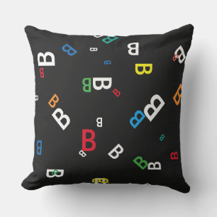 colourful name-initials custom pillow - black