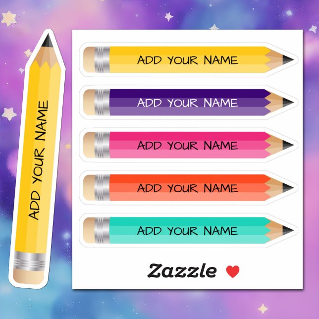 Colourful Name Pencil Sticker Custom-Cut Vinyl (Mockup
)