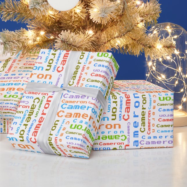 Colourful Name Personalised Gift Wrapping Paper (Holidays)