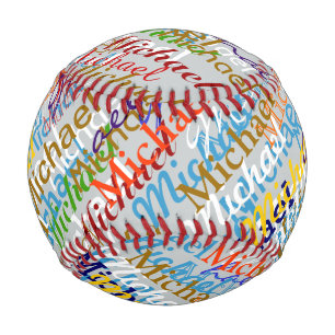 colourful names pattern personalised baseball