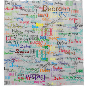 colourful names personalised shower curtain