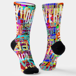 Colourful Names Replicated Art Pattern Typography Socks