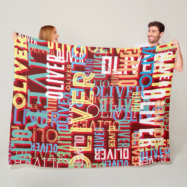 Colourful Names Replicated Modern Typos Pattern  Fleece Blanket (In Situ)