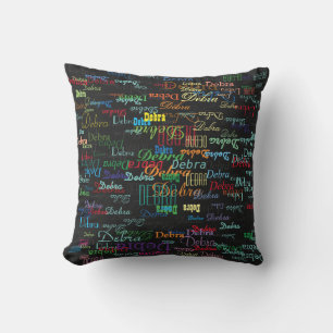 colourful names, typography style & personalised cushion