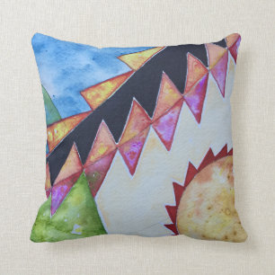 Colourful Native American Basket Design Pillow