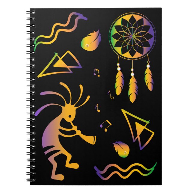 Colourful Native American Kokopelli Notebook (Front)