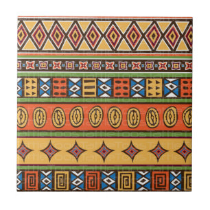 Colourful Native Tribal Pattern Ceramic Tile