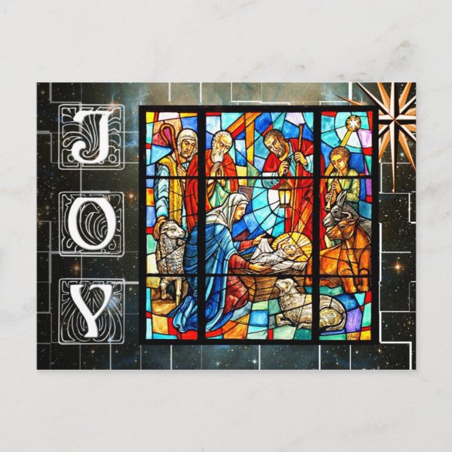 Colourful Nativity scene Postcard (Front)