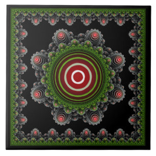 Colourful natural fairy fractal ornament ceramic tile