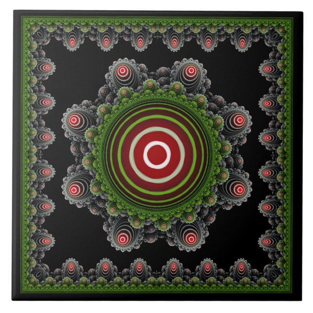 Colourful natural fairy fractal ornament ceramic tile (Front)