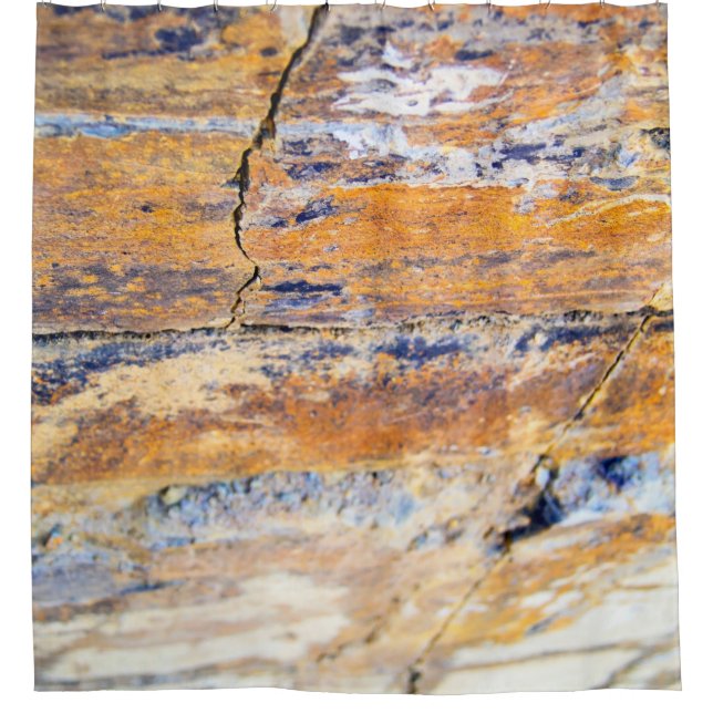 Colourful natural stone wall pattern in a quarryan shower curtain (Front)