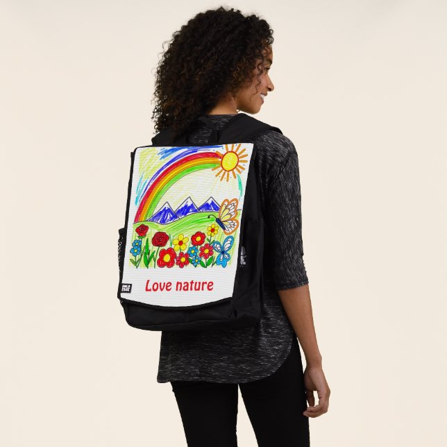 Colourful Nature Drawing for Nature Lovers Backpack (Worn)