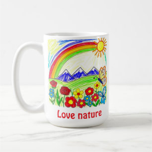 Colourful Nature Drawing for Nature Lovers Coffee Mug
